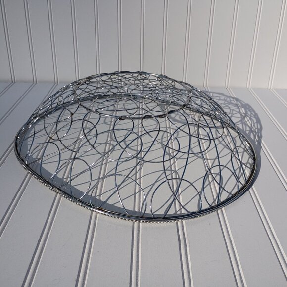 Silverplate Metal Wire Decorative Basket for Bread Fruit Large Silver Bowl Vtg - Picture 2 of 14